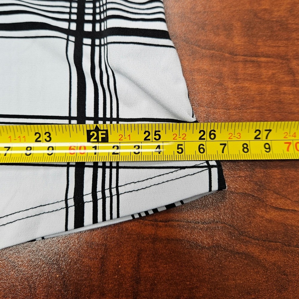 Black White Plaid Mock Neck Sleeveless Blouse Minimalist Office Core Plus 2XL - Picture 7 of 10